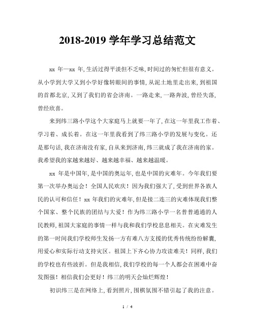 2018-2019学年学习总结范文