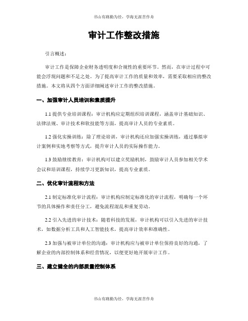 审计工作整改措施