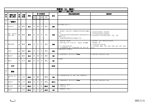 复式全包预算表装修工程报价表EXCEL模板(超详细)