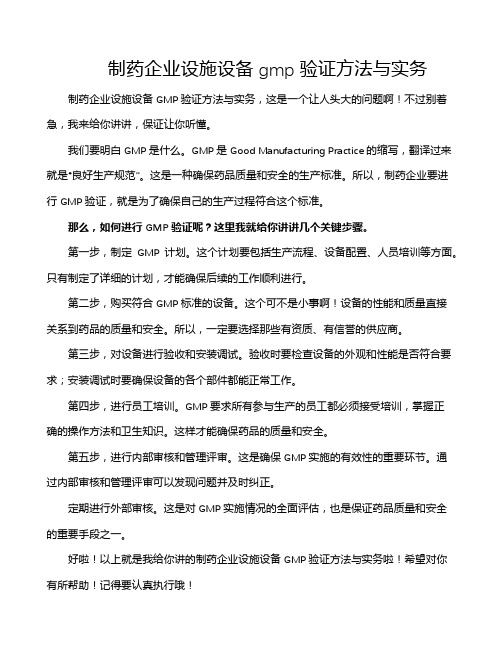 制药企业设施设备gmp验证方法与实务