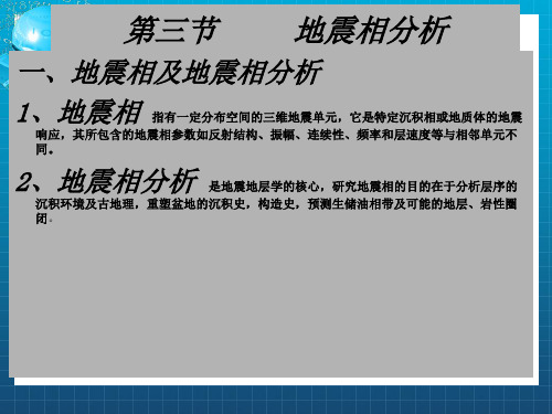 地震相分析及沉积相解释