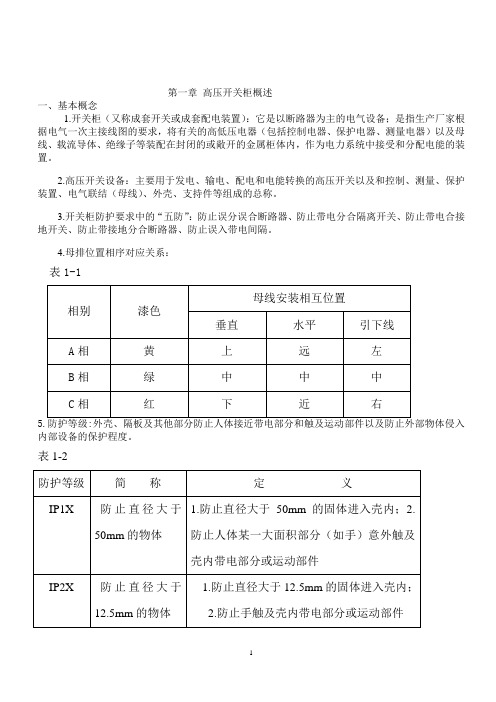 高压开关柜基本知识