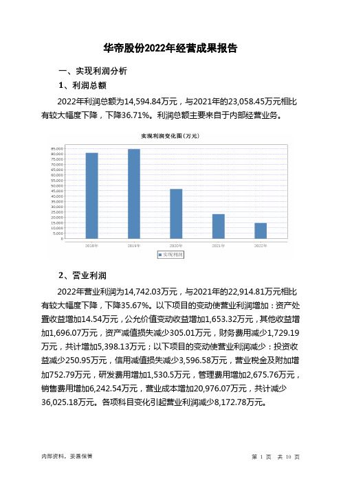 002035华帝股份2022年经营成果报告