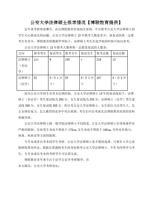 公安大学法律硕士报录情况【博联教育提供】