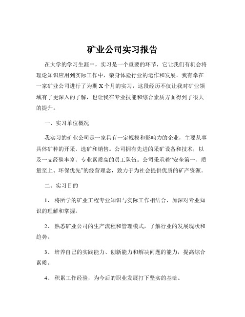 矿业公司实习报告