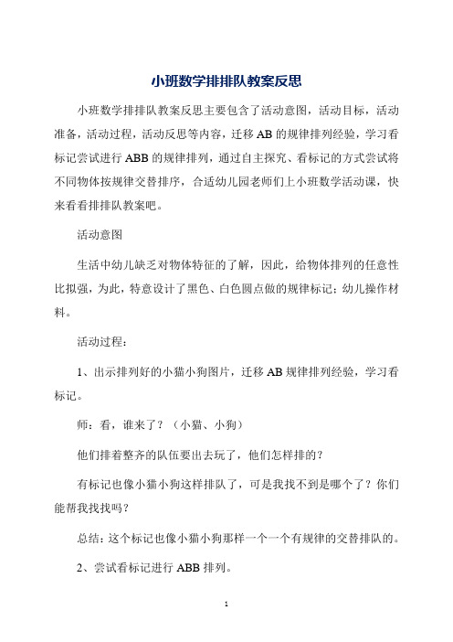 小班数学排排队教案反思