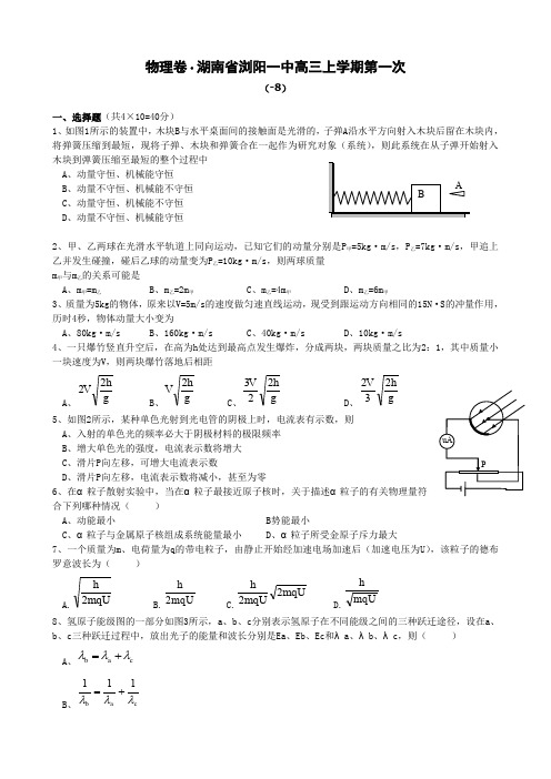 湖南省浏阳一中高三上学期第一次月考(物理).doc