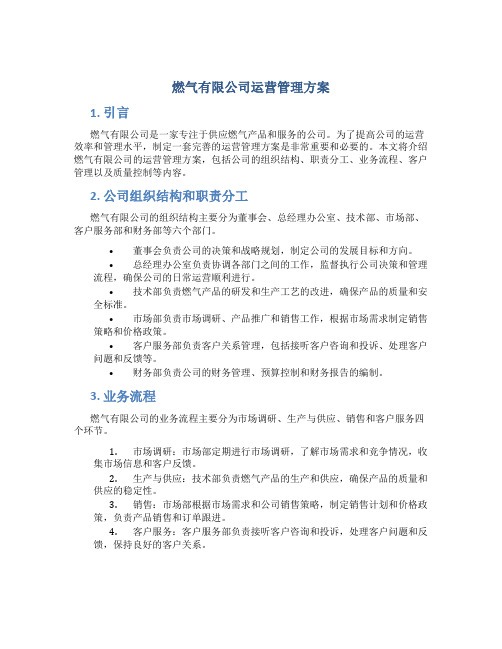 燃气有限公司运营管理方案