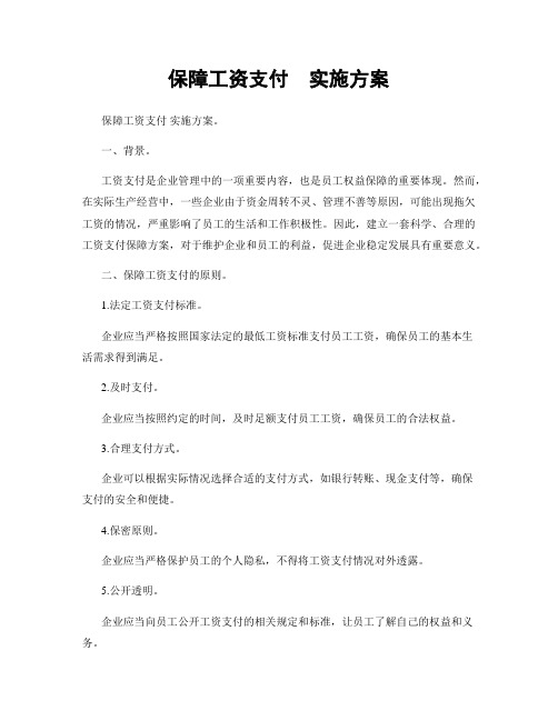 保障工资支付  实施方案