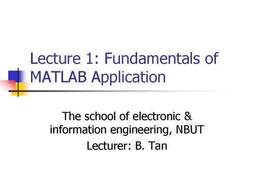 Lecture 1 Fundamentals of MATLAB Application