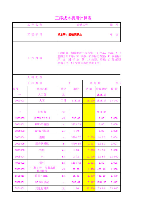 5104.01标志牌 基础混凝土