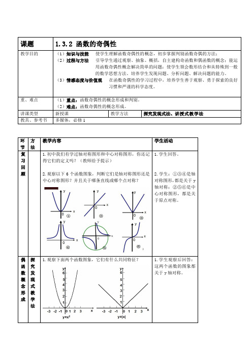 函数的奇偶性教案