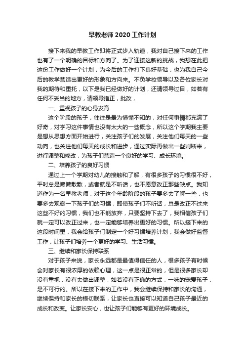 早教老师2020工作计划