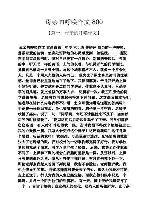 母亲作文之母亲的呼唤作文800