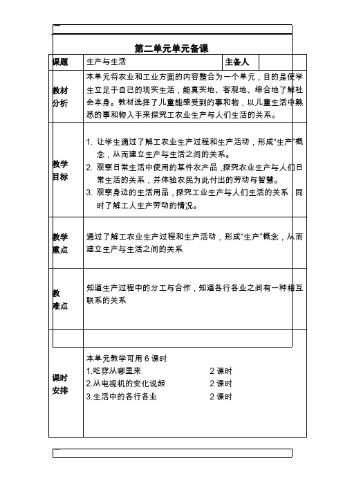 四年级下品德与社会教案-吃穿用哪里来人教新课标