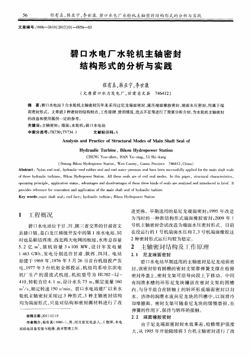 碧口水电厂水轮机主轴密封结构形式的分析与实践