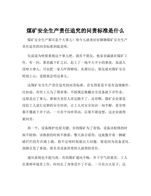 煤矿安全生产责任追究的问责标准是什么