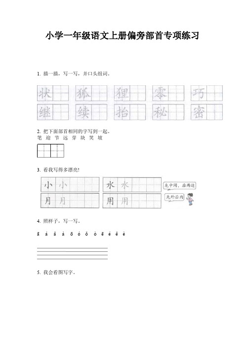 小学一年级语文上册偏旁部首专项练习