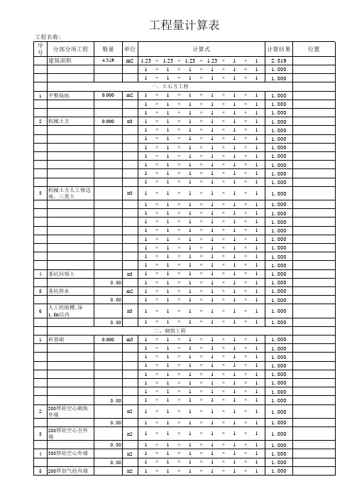 工程量计算表