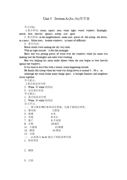 英语人教版八年级下册Unit 5 section A 3a-3c导学案