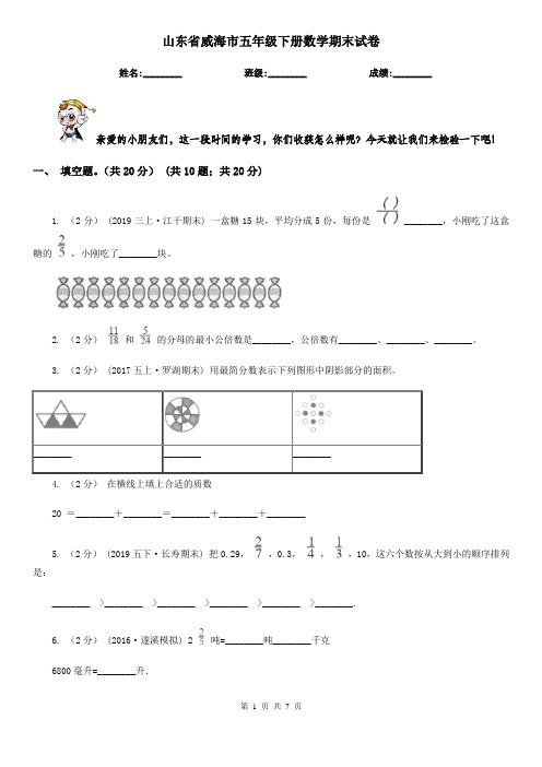 山东省威海市五年级下册数学期末试卷