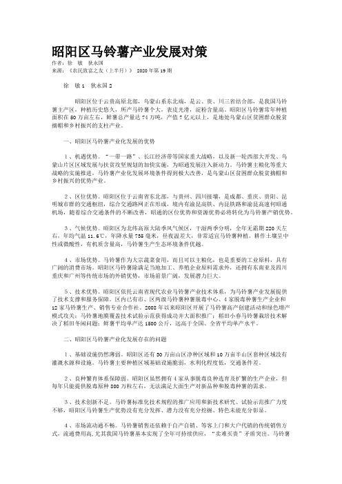 昭阳区马铃薯产业发展对策