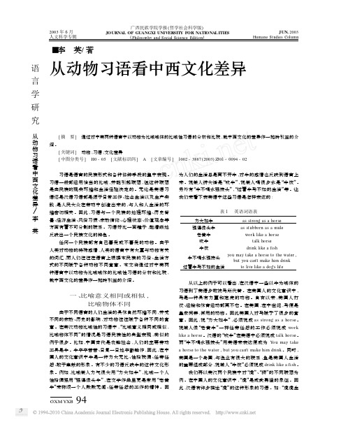 从动物习语看中西文化差异