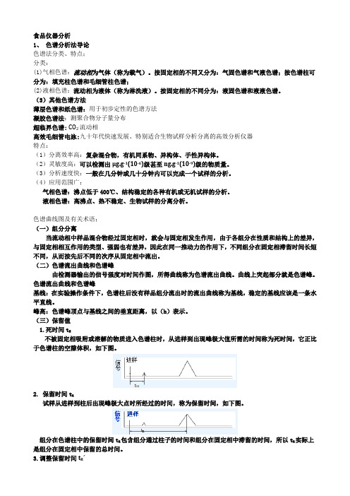 食品仪器分析教学知识点