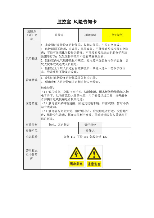 风险告知卡 监控室