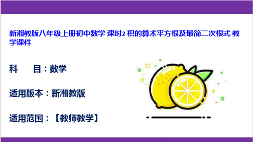 新湘教版八年级上册初中数学 课时2 积的算术平方根及最简二次根式 教学课件