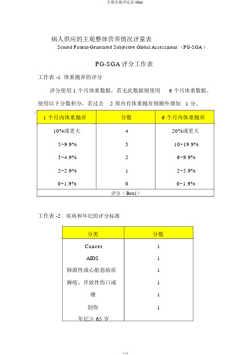 主观全面评定法(SGA)