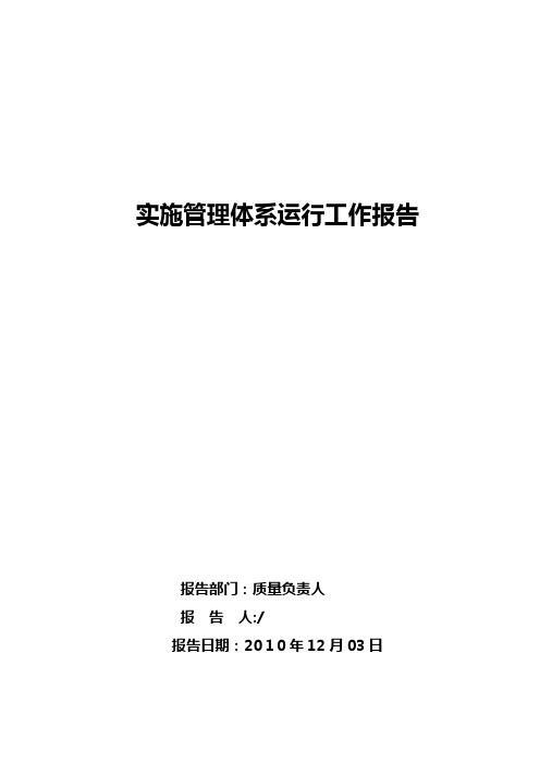 年度管理评审质量负责人体系运行报告