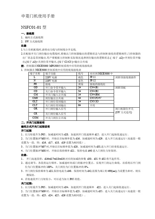 各类门机调试手册