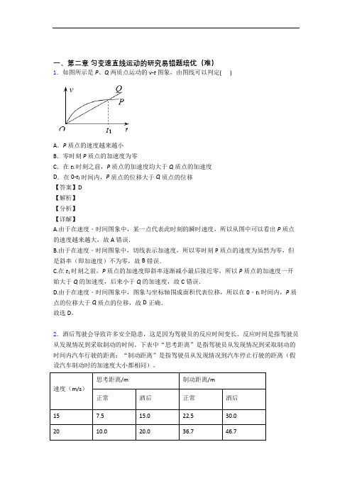 高一物理上册 第二章 匀变速直线运动单元复习练习(Word版 含答案)