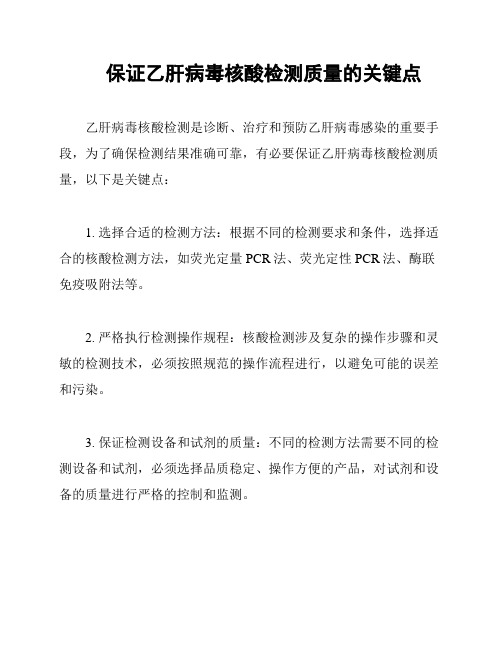 保证乙肝病毒核酸检测质量的关键点