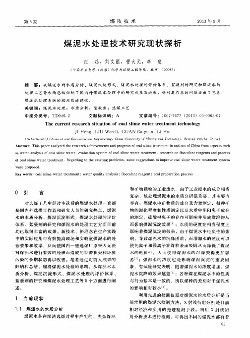 煤泥水处理技术研究现状探析