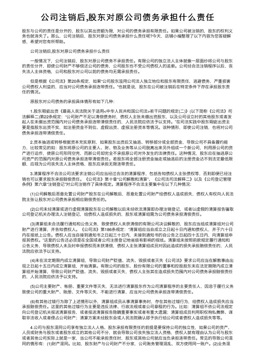 公司注销后,股东对原公司债务承担什么责任