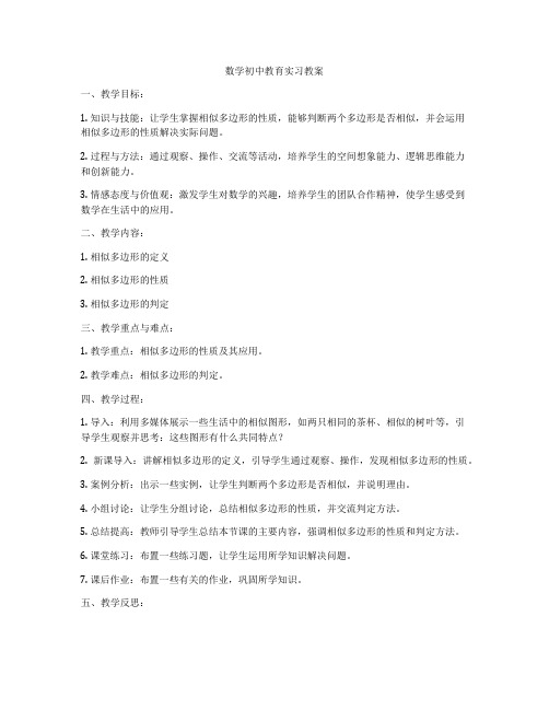 数学初中教育实习教案