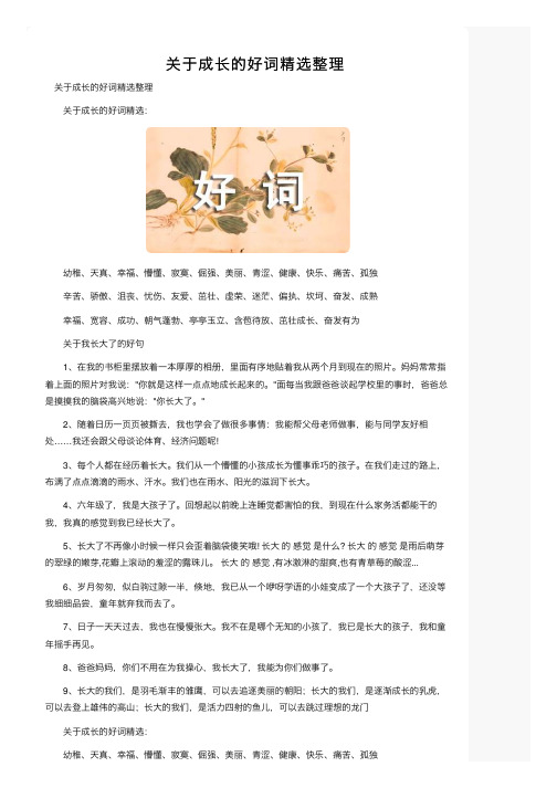 　关于成长的好词精选整理