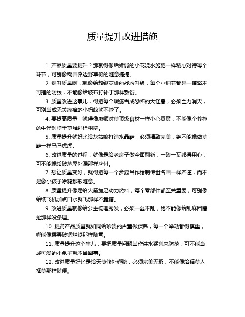 质量提升改进措施