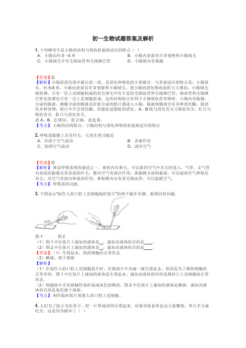 初一生物试题大全
