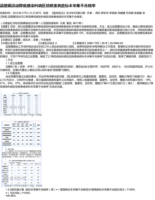 品管圈活动降低感染科病区结核患者痰标本采集不合格率