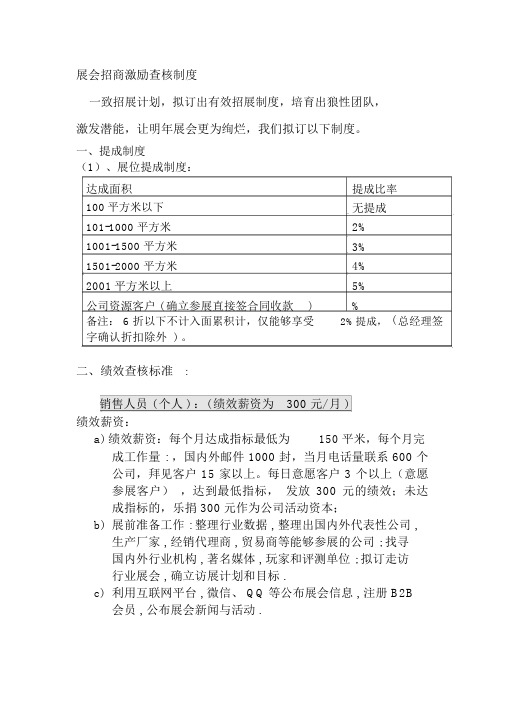 展会招商激励考核制度