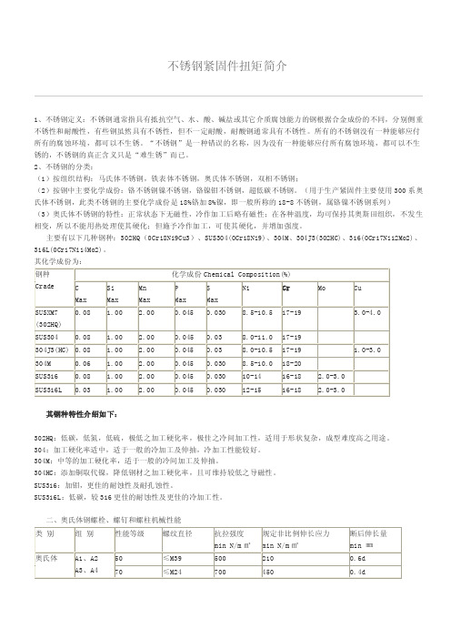 不锈钢紧固件扭矩