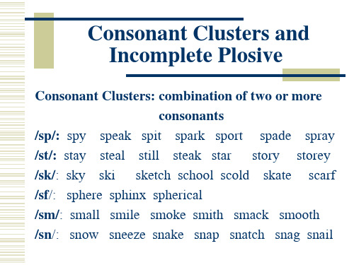 Consonant Clusters and Incomplete Plosive