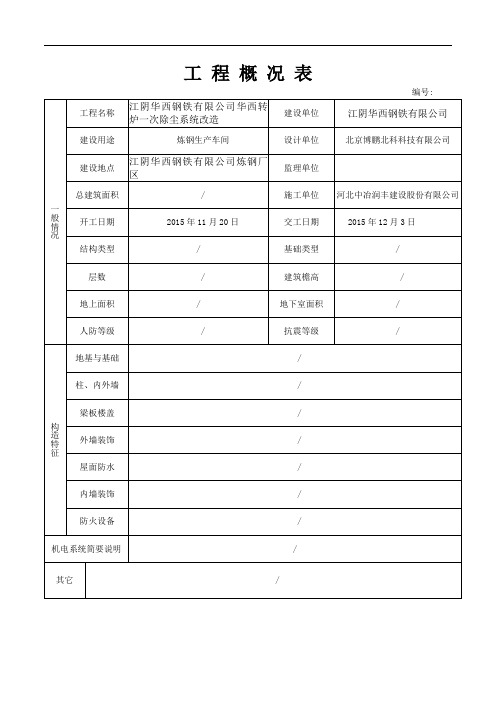 华西炼钢厂一次除尘改造竣工资料讲解