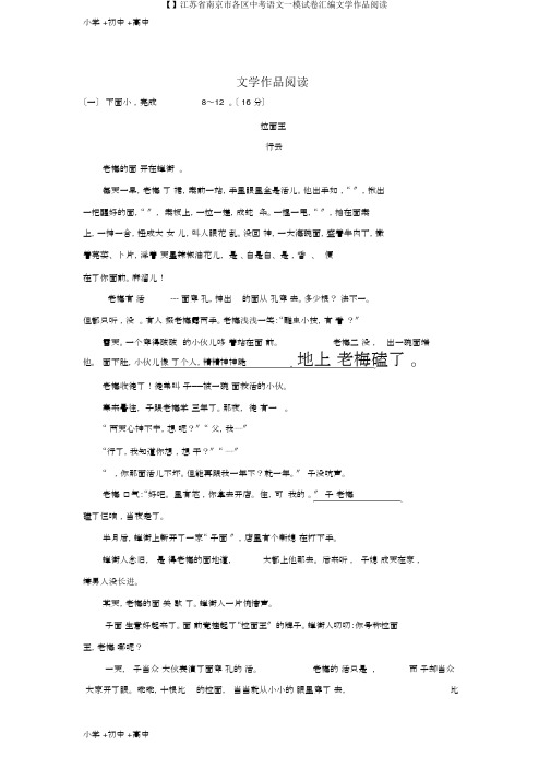 【】江苏省南京市各区中考语文一模试卷汇编文学作品阅读