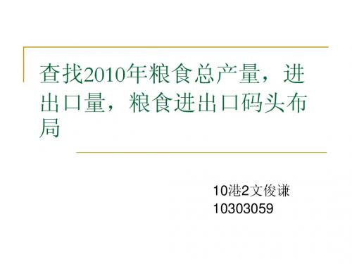 查找2010年粮食总产量,进出口量,粮食进出口码头布局