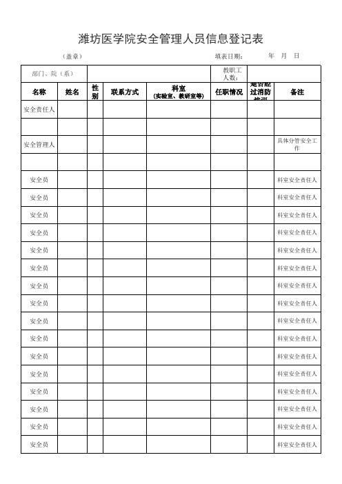 安全管理人员信息登记表