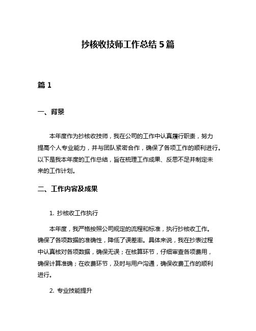 抄核收技师工作总结5篇